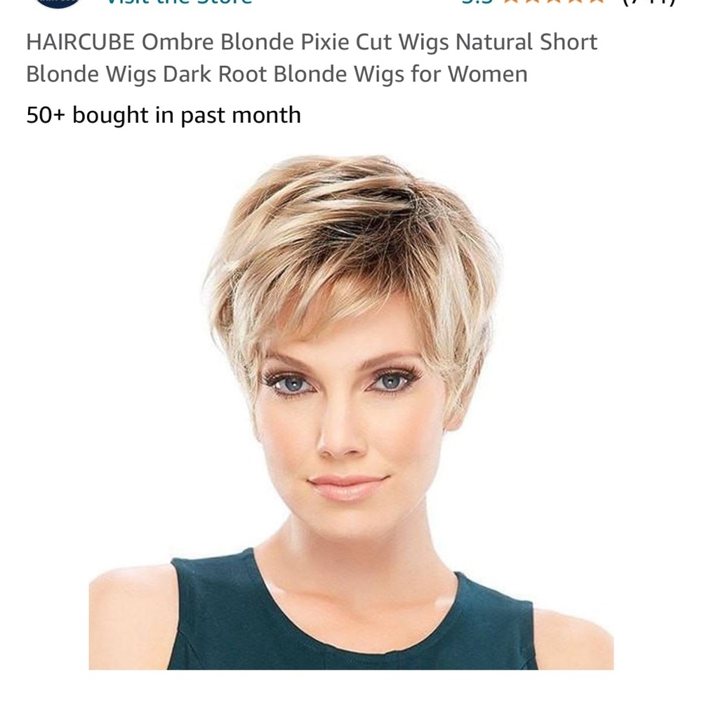HAIRCUBE Ombre Blonde Pixie Cut Wigs Natural Short Blonde Wigs